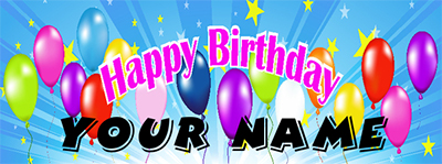 Birthday Banner Design - balloons-purple